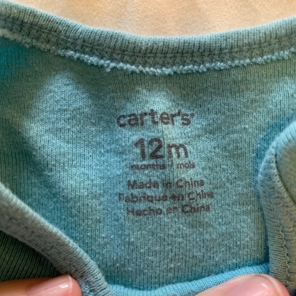 Carter's 12 Month Blue And Yellow Plaid Onesie And Blue Short Sleeve Onesie(861) - Picture 9 of 10
